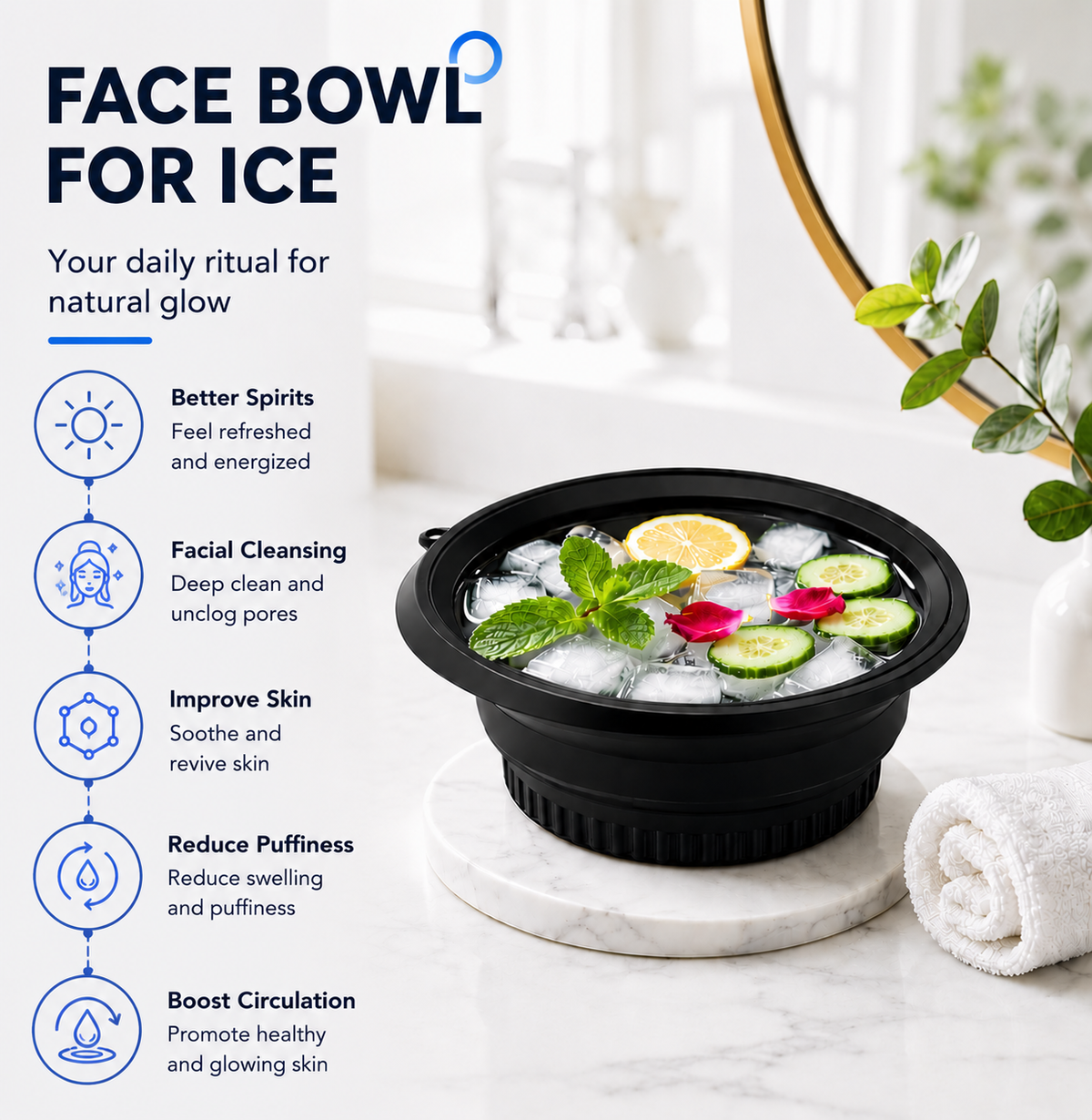 Collapsible Silicone Facial Ice Bowl..