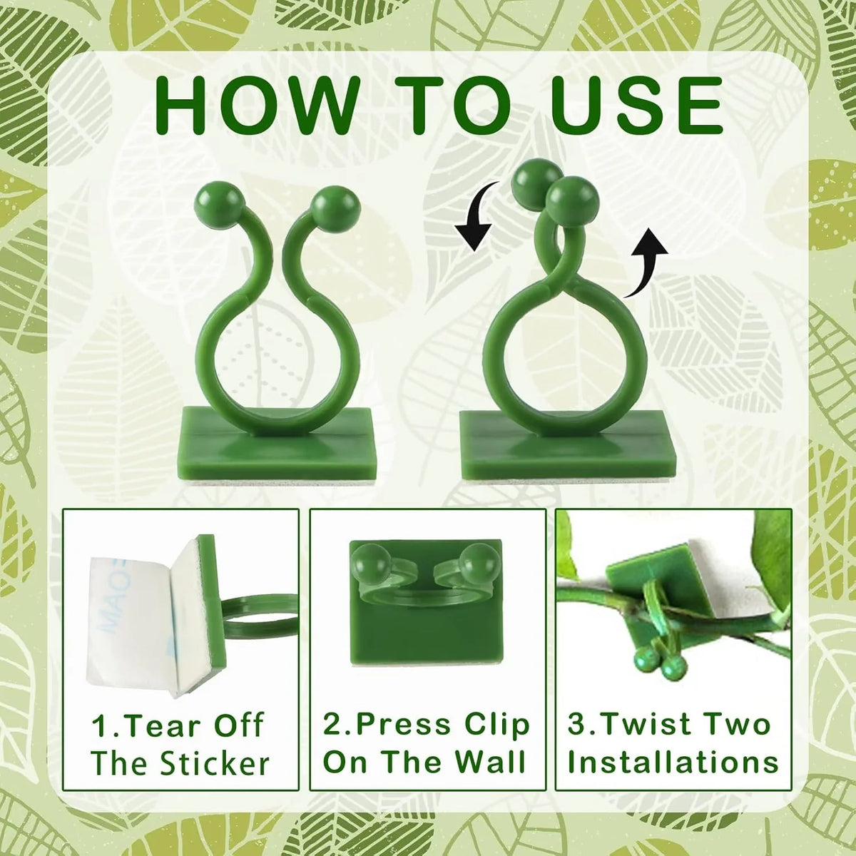 [60 Clips Set] Plant Climbing Self Adhesive Wall Clips.