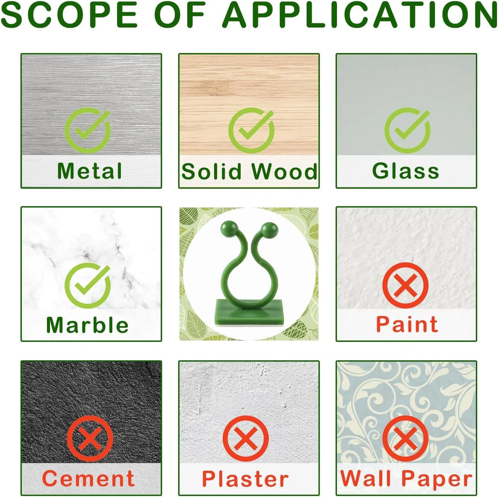 [60 Clips Set] Plant Climbing Self Adhesive Wall Clips
