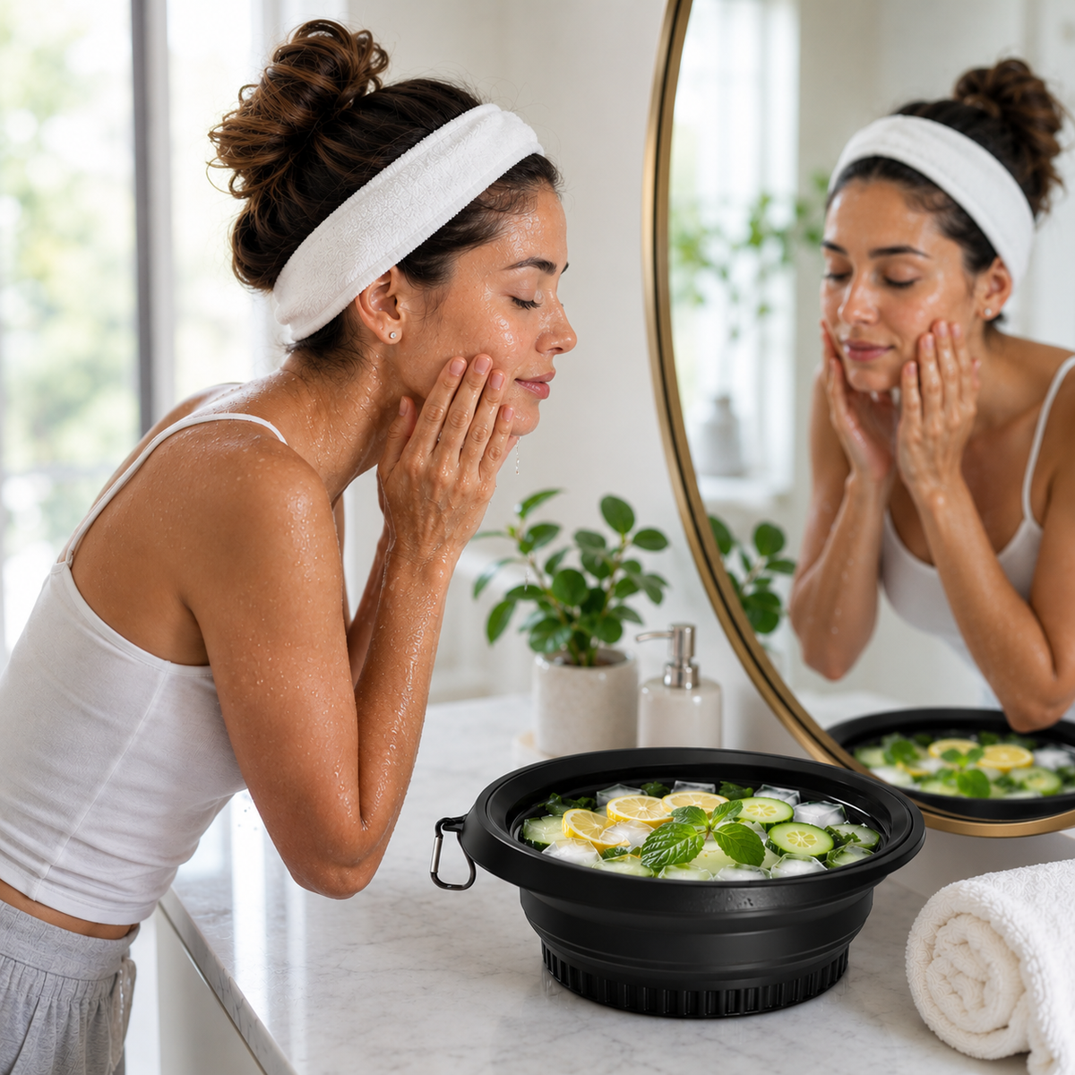 Collapsible Silicone Facial Ice Bowl..