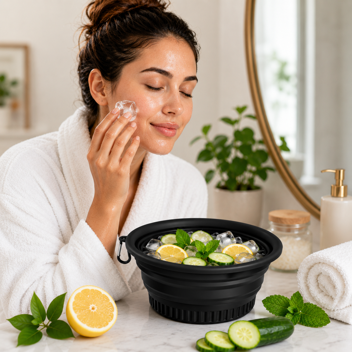 Collapsible Silicone Facial Ice Bowl..