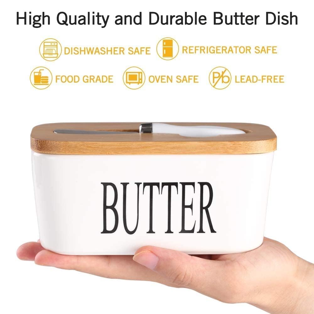 Ceramic Butter Dish with Wooden Lid