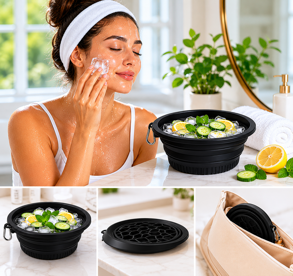 Collapsible Silicone Facial Ice Bowl..
