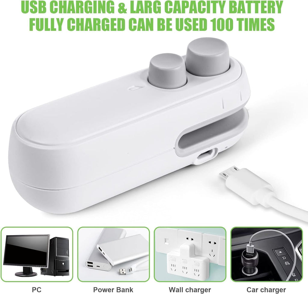 Portable 2 in 1 USB Rechargeable Magnetic Sealer.