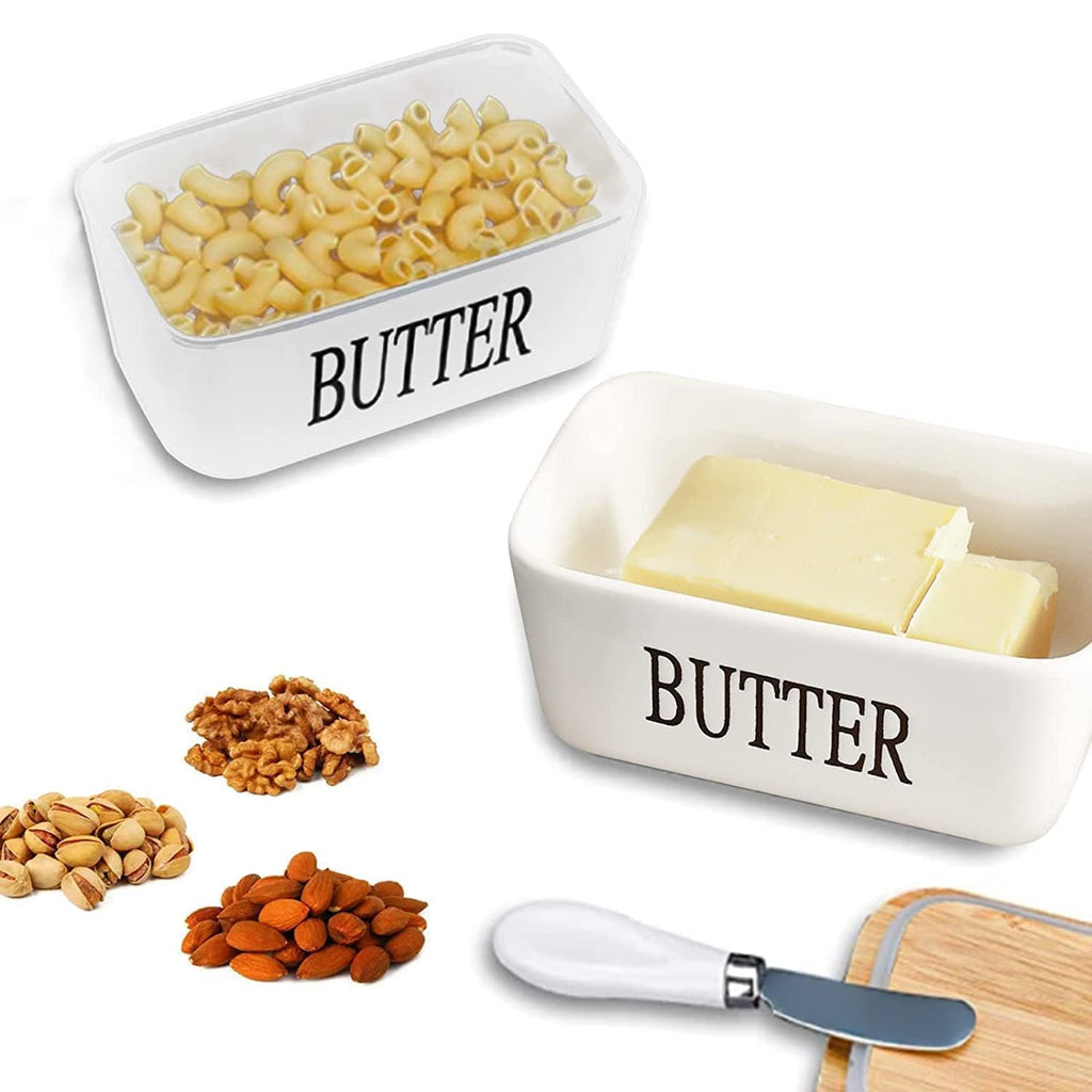 Ceramic Butter Dish with Wooden Lid
