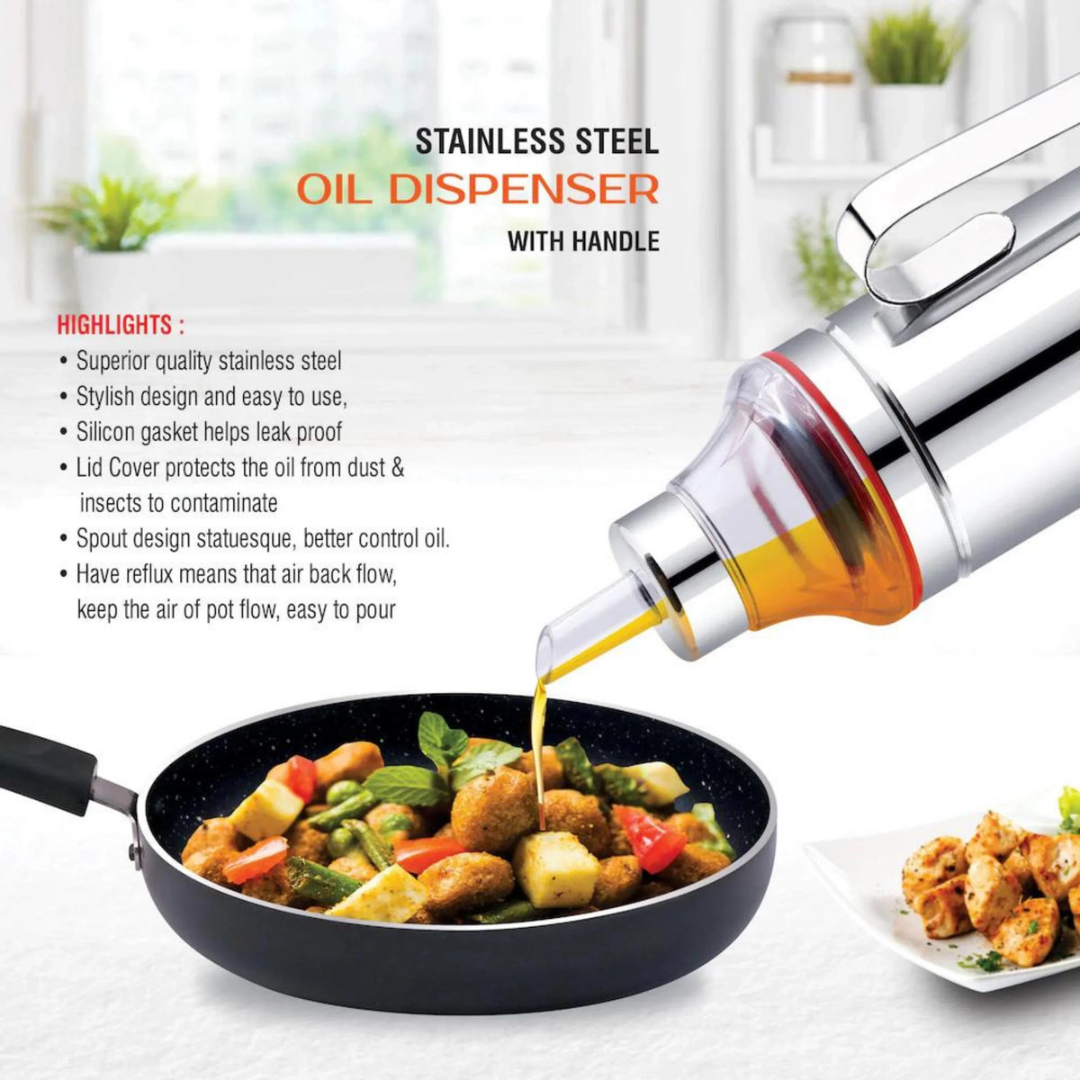 Stainless Steel OIL DISPENSER Set 1000 ML (BUY 1 GET 1 FREE)