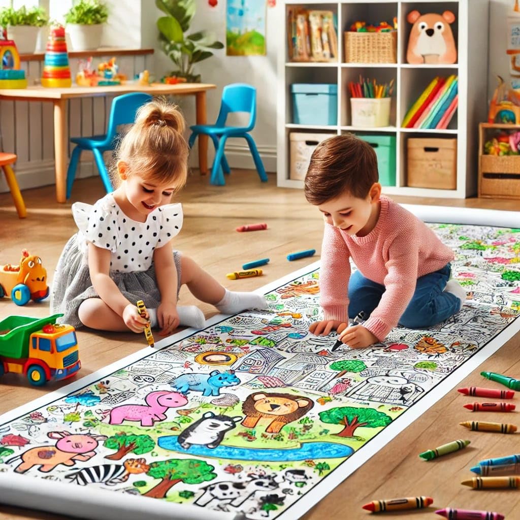 Drawing Colouring Roll sheet for Kids.