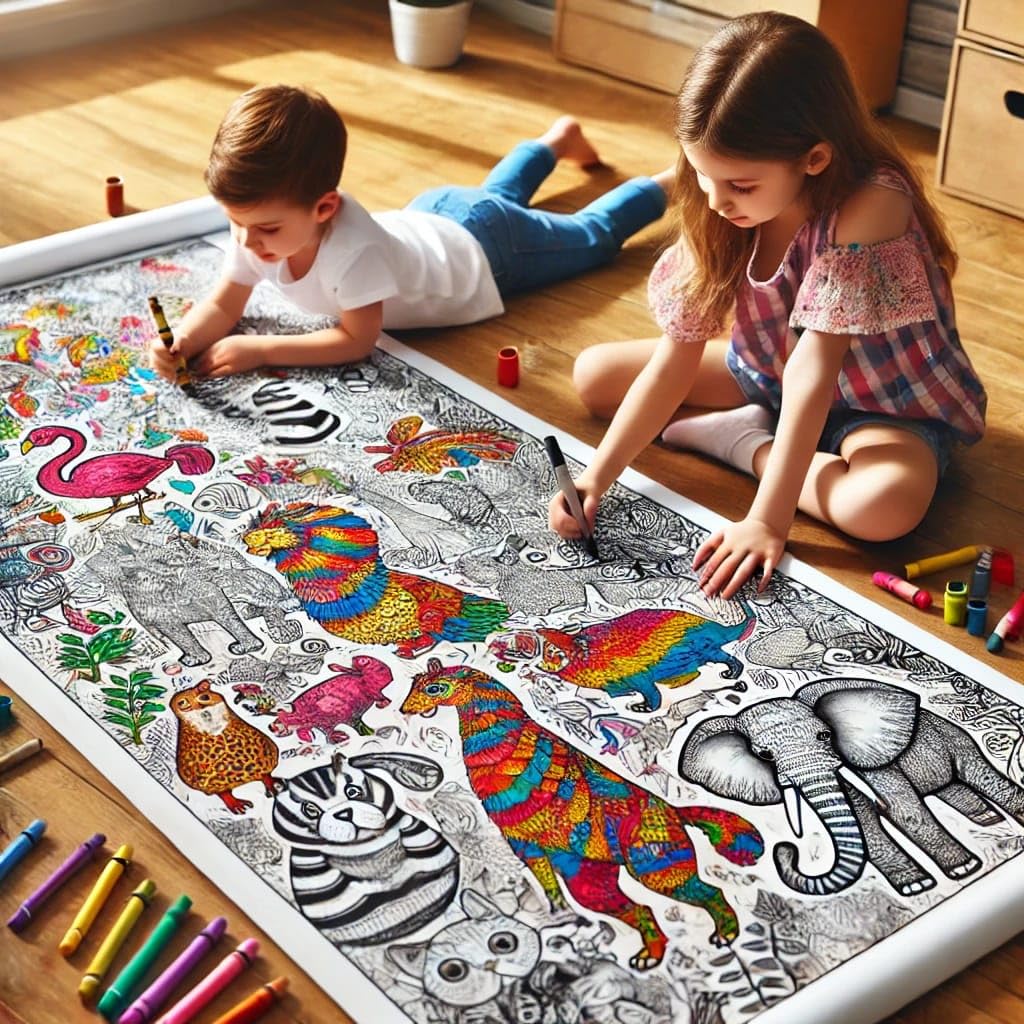 Drawing Colouring Roll sheet for Kids.