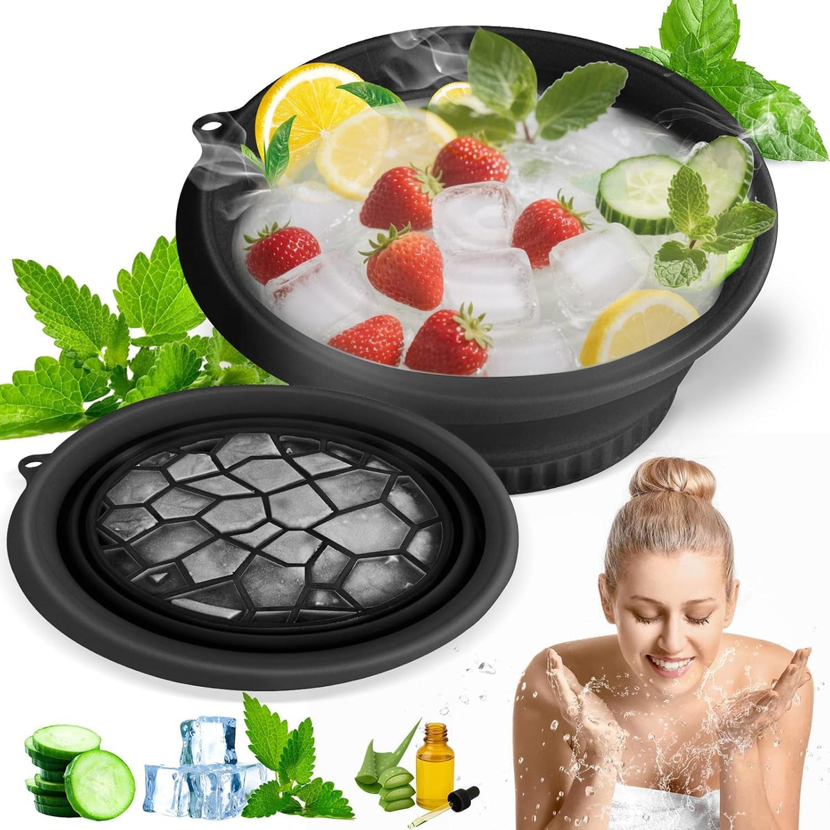 Collapsible Silicone Facial Ice Bowl.