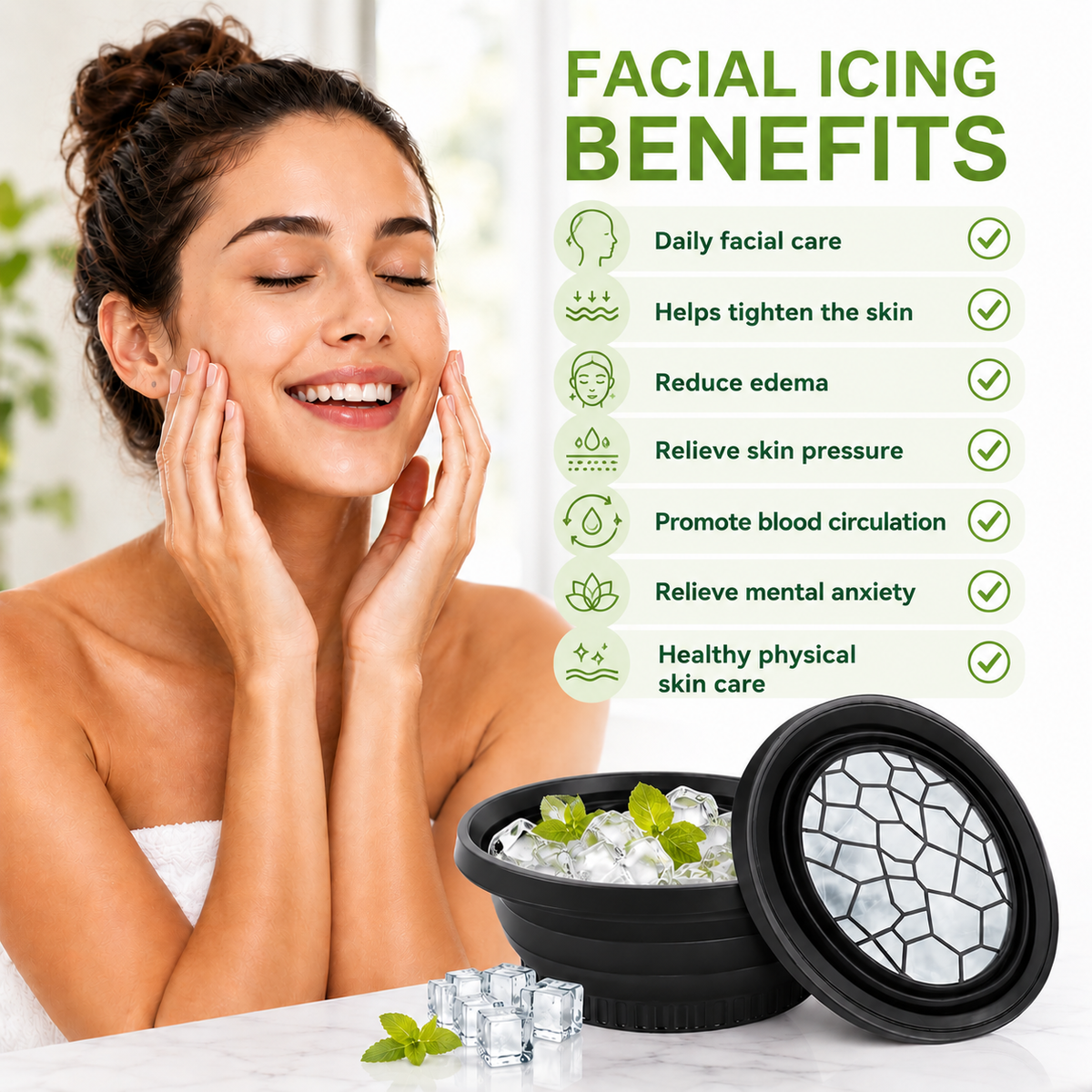 Collapsible Silicone Facial Ice Bowl..