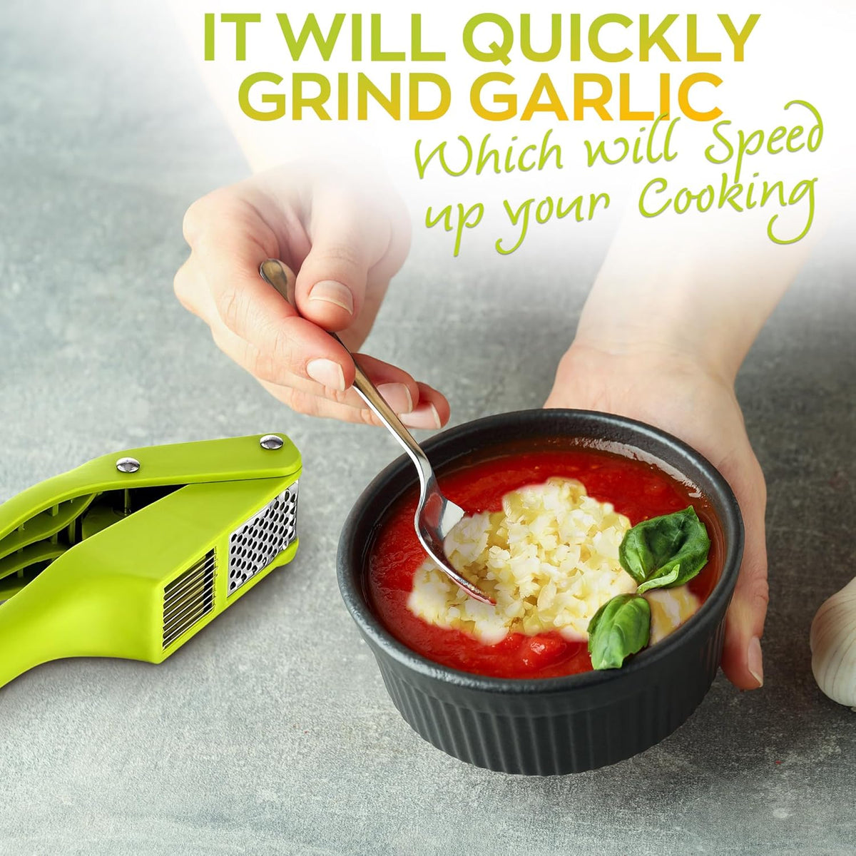 2 in 1 Garlic Press Stainless Steel Garlic Mincer Chopper
