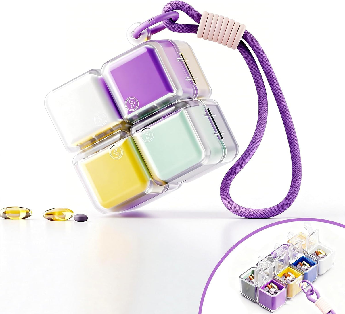 Cube Shape Portable Pill Organizer