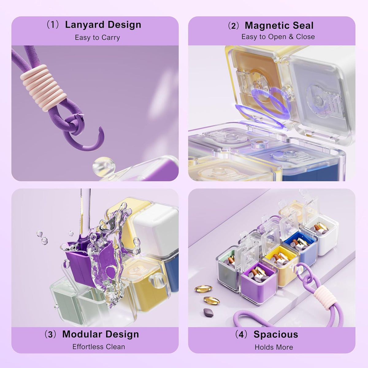 Cube Shape Portable Pill Organizer
