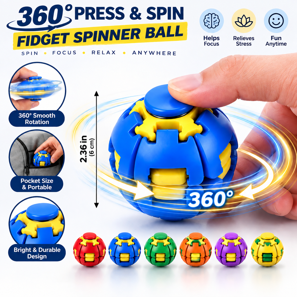 SpinSphere Press-to-Spin Stress Ball (Buy 1 Get 1 Free)