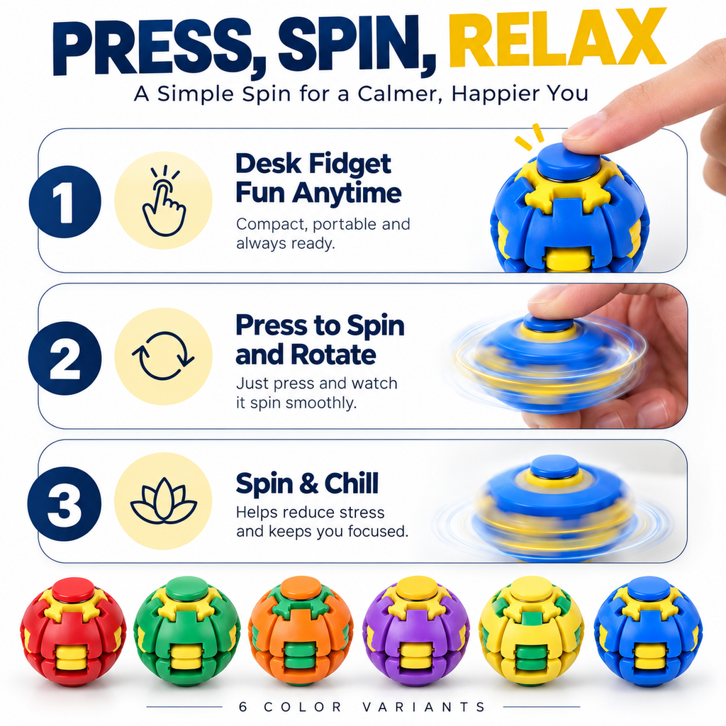 SpinSphere Press-to-Spin Stress Ball (Buy 1 Get 1 Free)