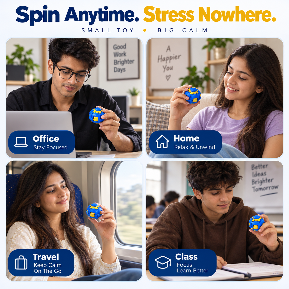 SpinSphere Press-to-Spin Stress Ball (Buy 1 Get 1 Free)